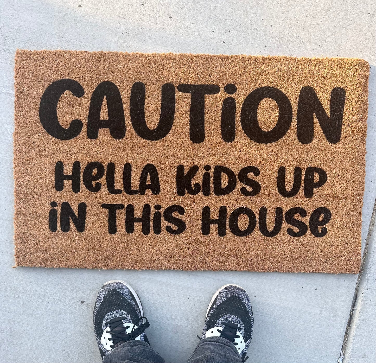 Caution Hella Kids up in this House - Doormat