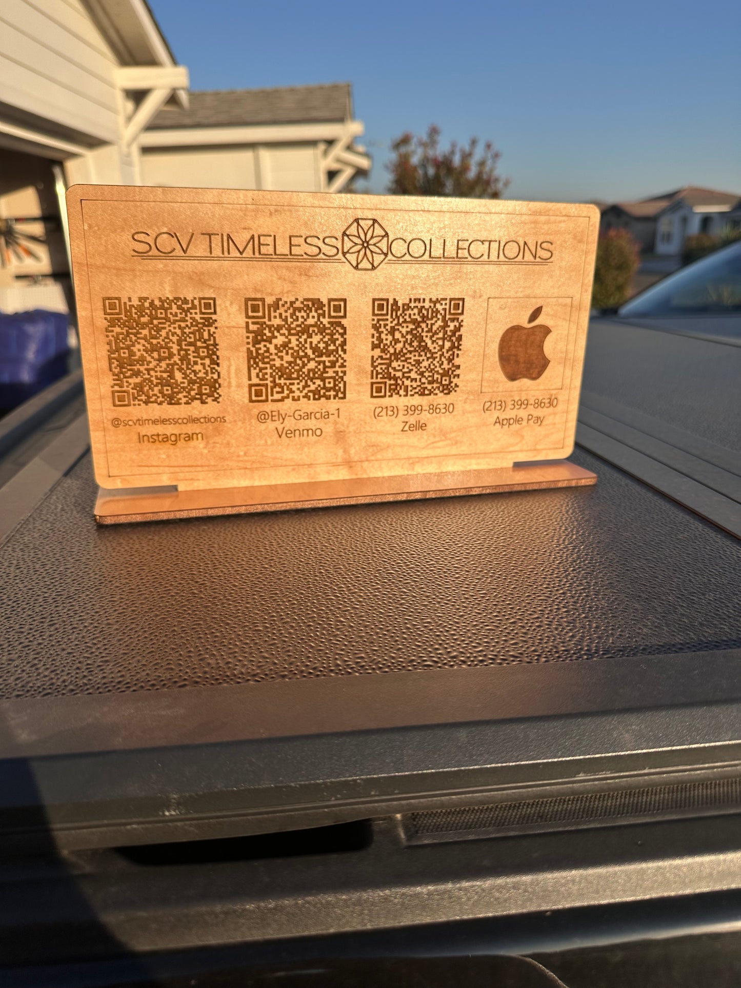 Wood QR code Standing Sign