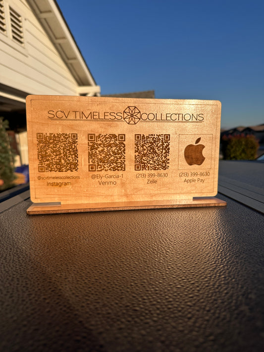 Wood QR code Standing Sign