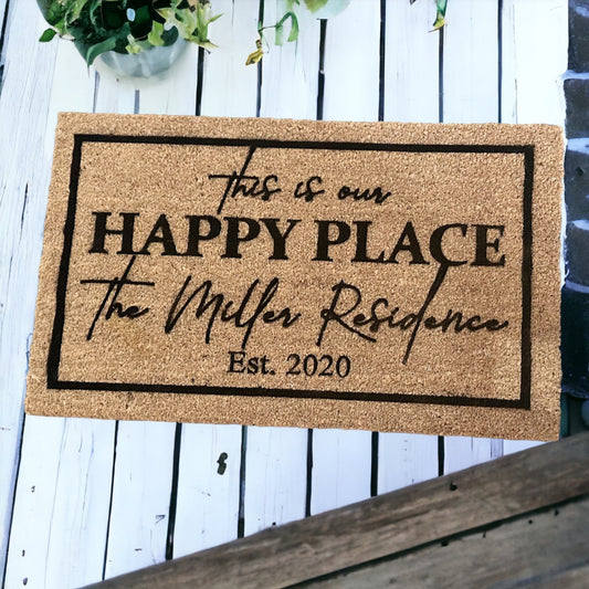 This is our Happy Place - Customized Doormat