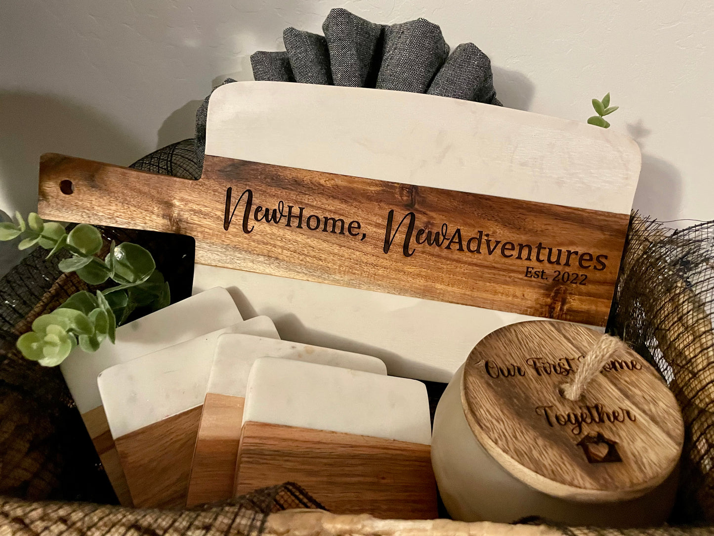 Acacia and Marble Serving Board (Board Only)