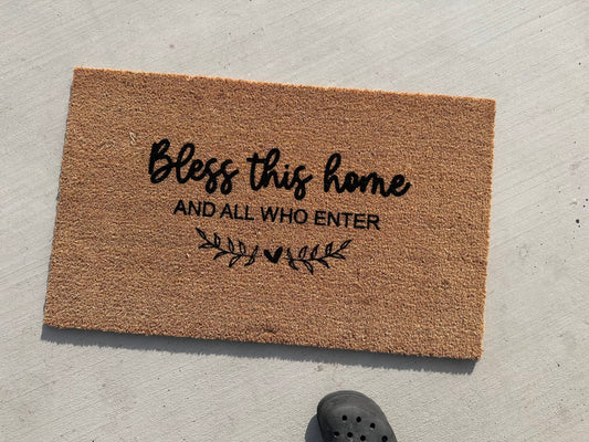 Bless This Home Doormat – Customizable with Family Name!