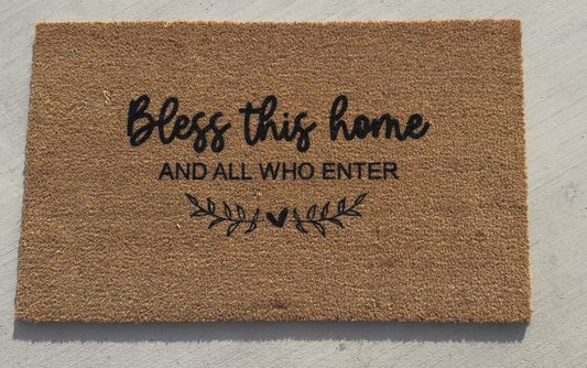 Bless This Home Doormat – Customizable with Family Name!