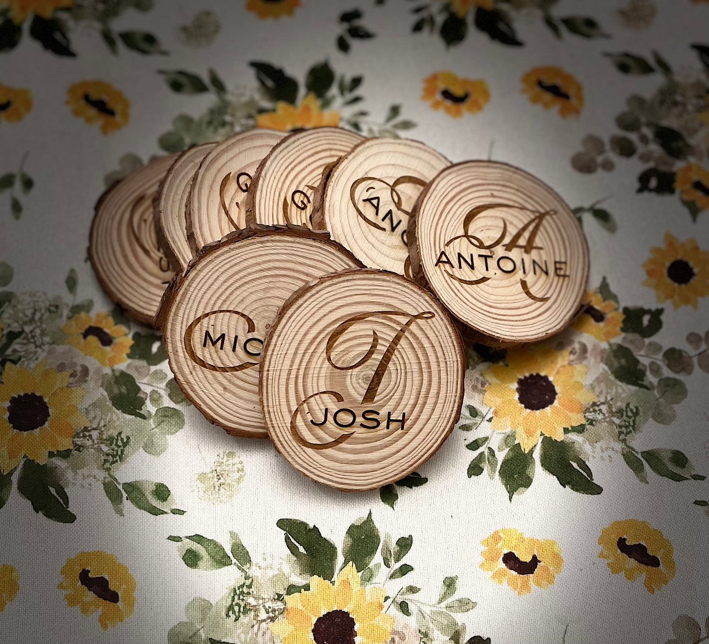 Customized Natural Wood Coasters - Set of 4