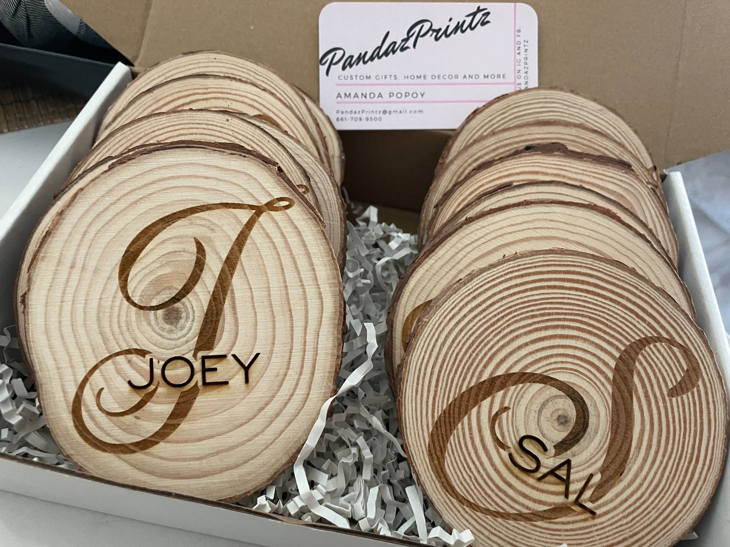 Customized Natural Wood Coasters - Set of 4